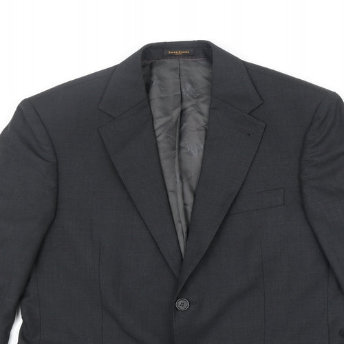 Simon Carter Mens Black Polyester Jacket Suit Jacket Size M Regular