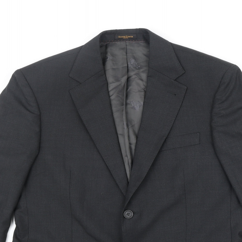Simon Carter Mens Black Polyester Jacket Suit Jacket Size M Regular