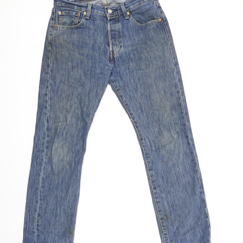 Levi's Mens Blue Cotton Straight Jeans Size 30 in L30 in Regular Button