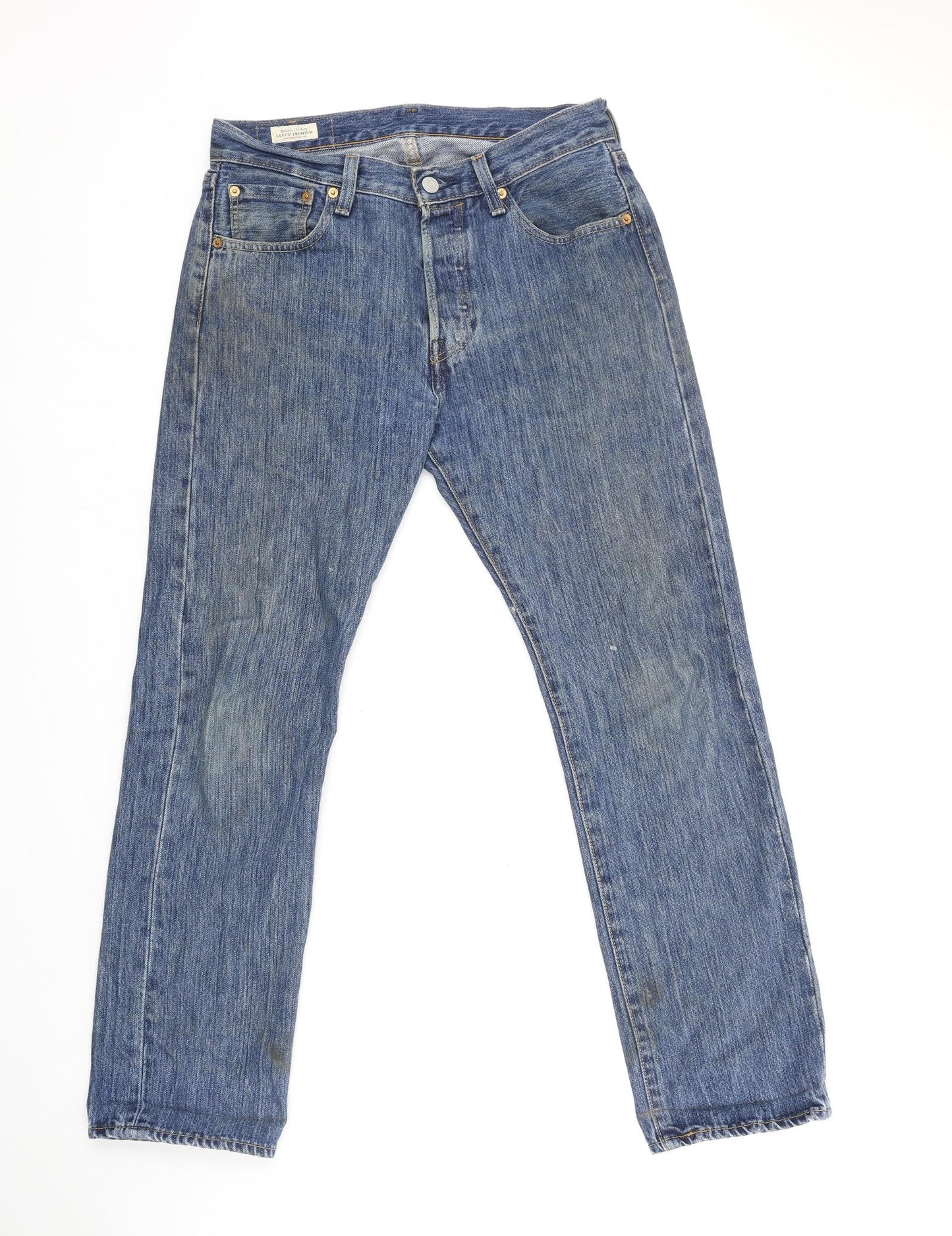 Levi's Mens Blue Cotton Straight Jeans Size 30 in L30 in Regular Button