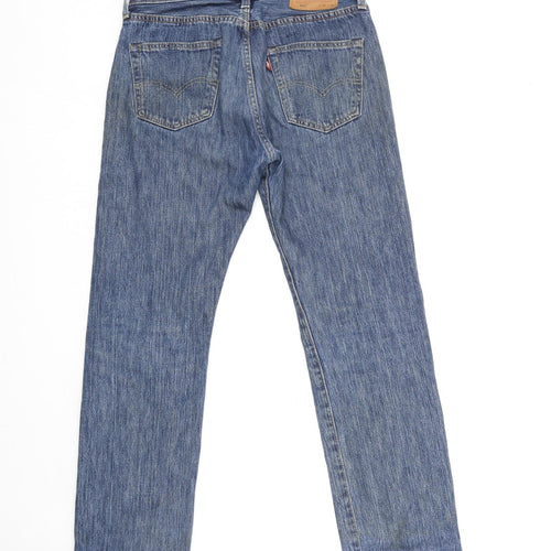 Levi's Mens Blue Cotton Straight Jeans Size 30 in L30 in Regular Button