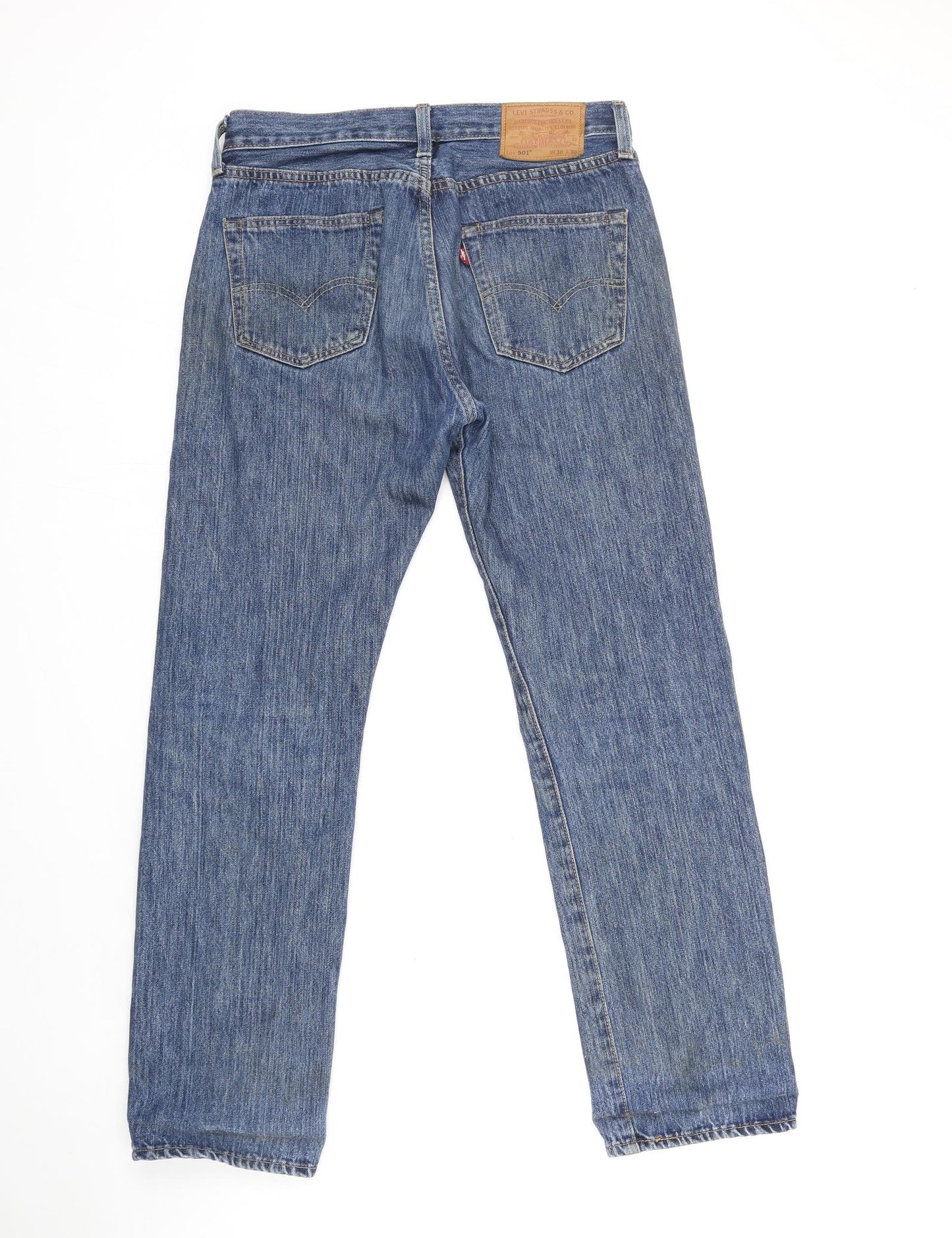 Levi's Mens Blue Cotton Straight Jeans Size 30 in L30 in Regular Button