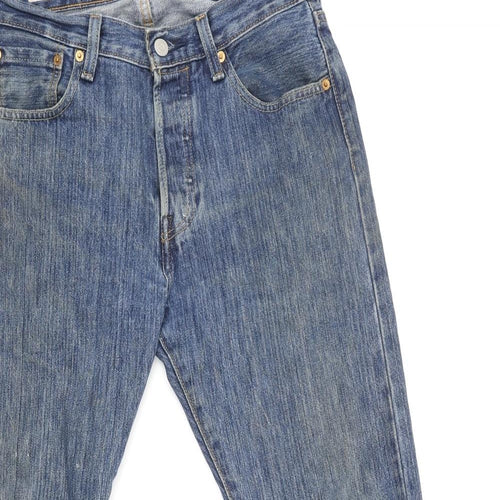Levi's Mens Blue Cotton Straight Jeans Size 30 in L30 in Regular Button