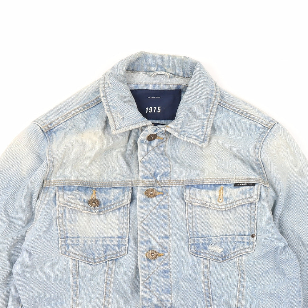 Zara Mens Blue Jacket Size M Button