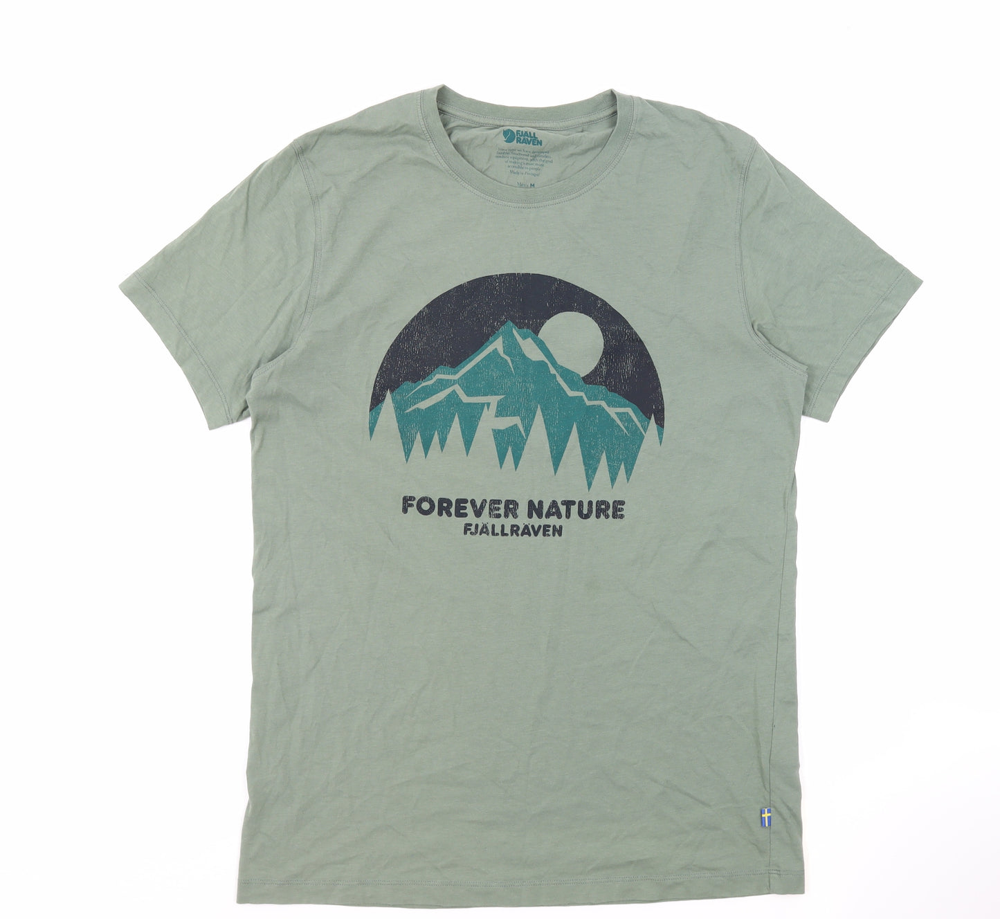 Fjällräven Mens Green Cotton T-Shirt Size M Round Neck