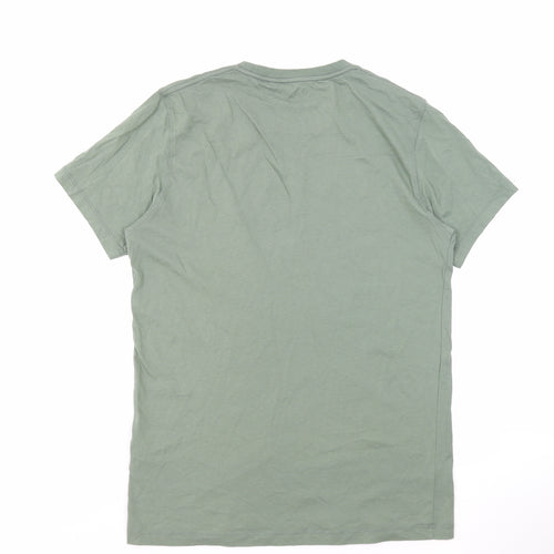 Fjällräven Mens Green Cotton T-Shirt Size M Round Neck