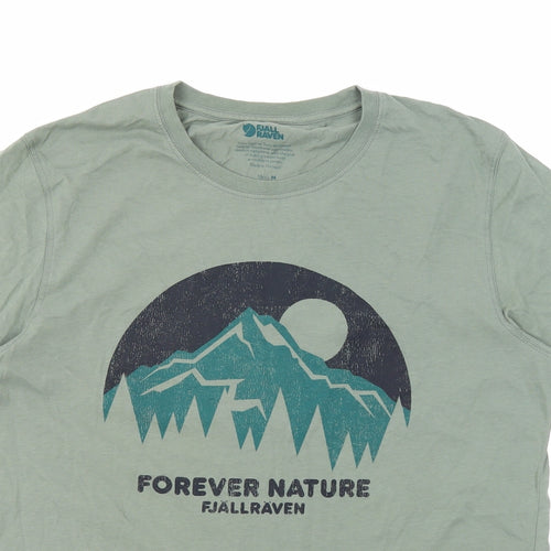 Fjällräven Mens Green Cotton T-Shirt Size M Round Neck