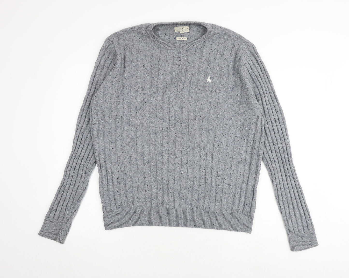 Jack Wills Mens Grey Round Neck Cotton Pullover Jumper Size XL Long Sleeve