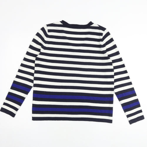 Marks and Spencer Womens Multicoloured V-Neck Striped Acrylic Pullover Jumper Size 14
