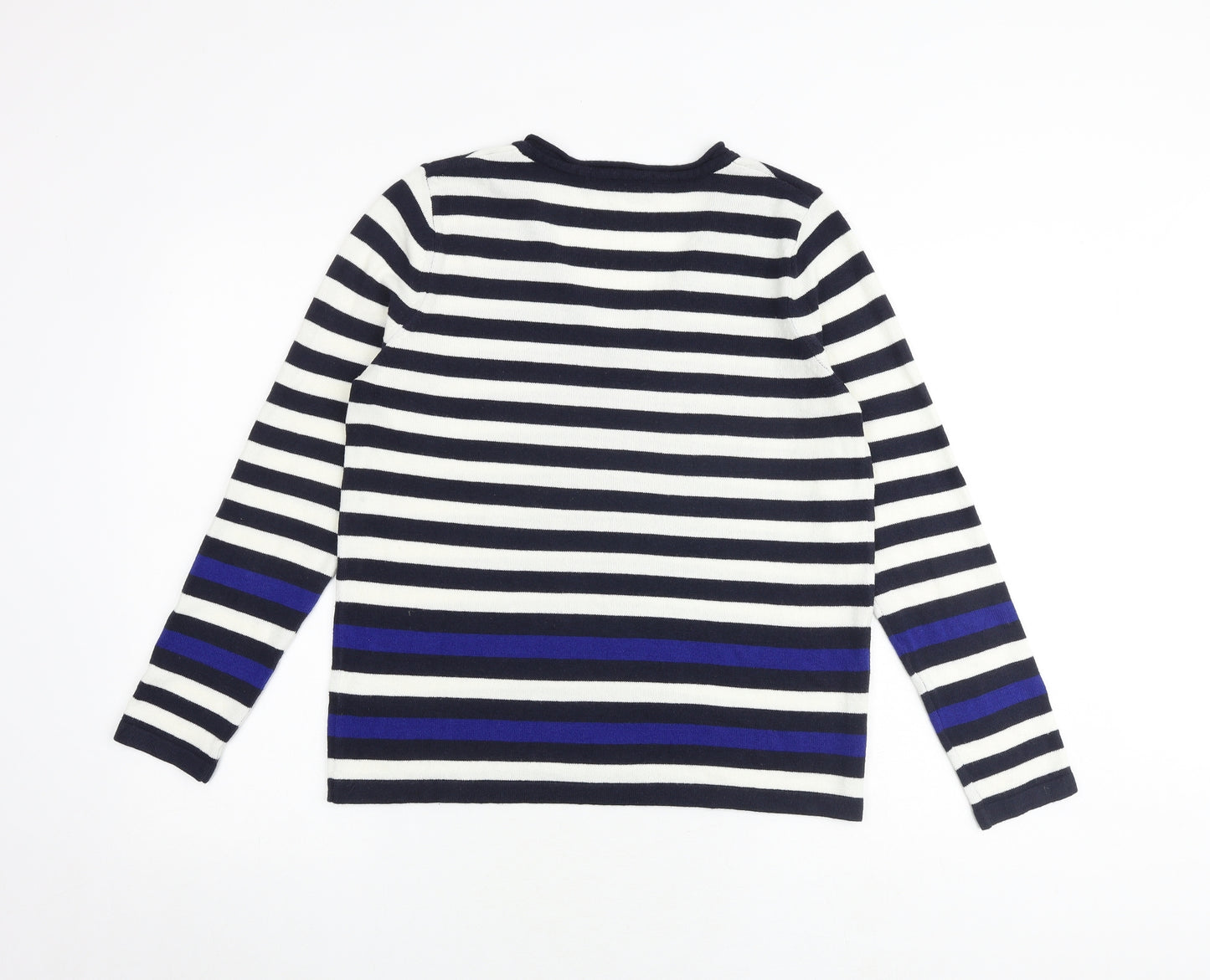 Marks and Spencer Womens Multicoloured V-Neck Striped Acrylic Pullover Jumper Size 14