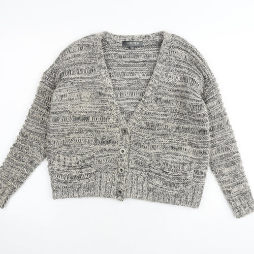 Limited collection Womens Grey V-Neck Acrylic Cardigan Jumper Size 6