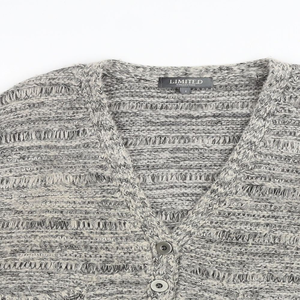 Limited collection Womens Grey V-Neck Acrylic Cardigan Jumper Size 6