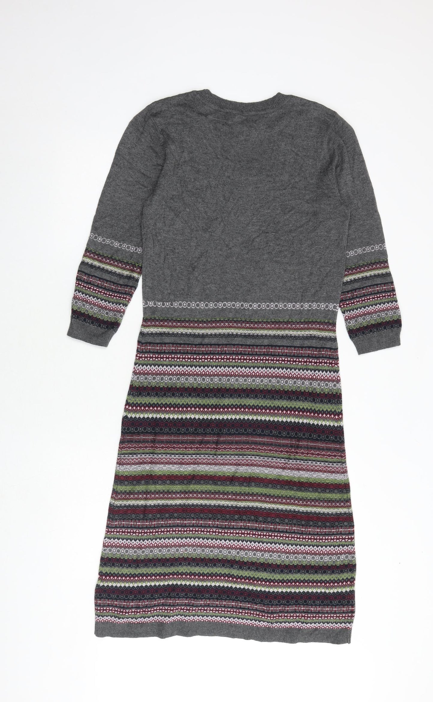 Per Una Womens Multicoloured Geometric Viscose Jumper Dress Size 8 Round Neck Pullover