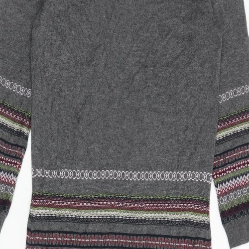 Per Una Womens Multicoloured Geometric Viscose Jumper Dress Size 8 Round Neck Pullover
