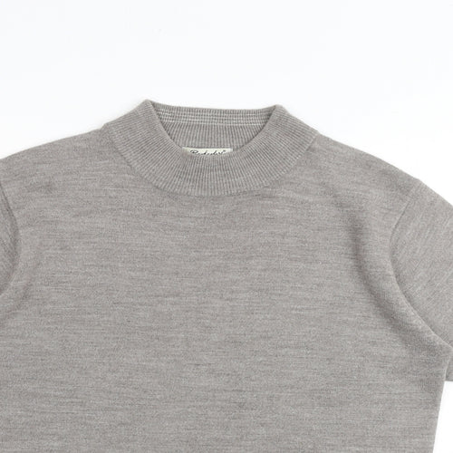 Berkertex Womens Grey Mock Neck Acrylic Pullover Jumper Size 14 - Size 14-16