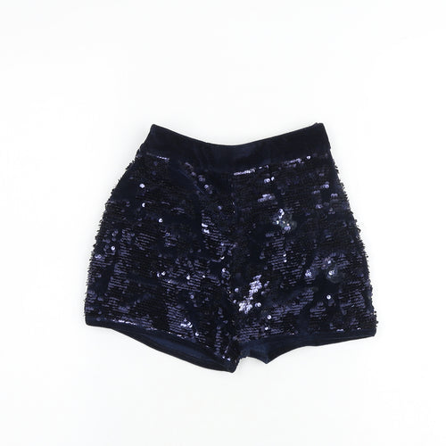 Marks and Spencer Girls Blue Polyester Hot Pants Shorts Size 7-8 Years Regular Zip