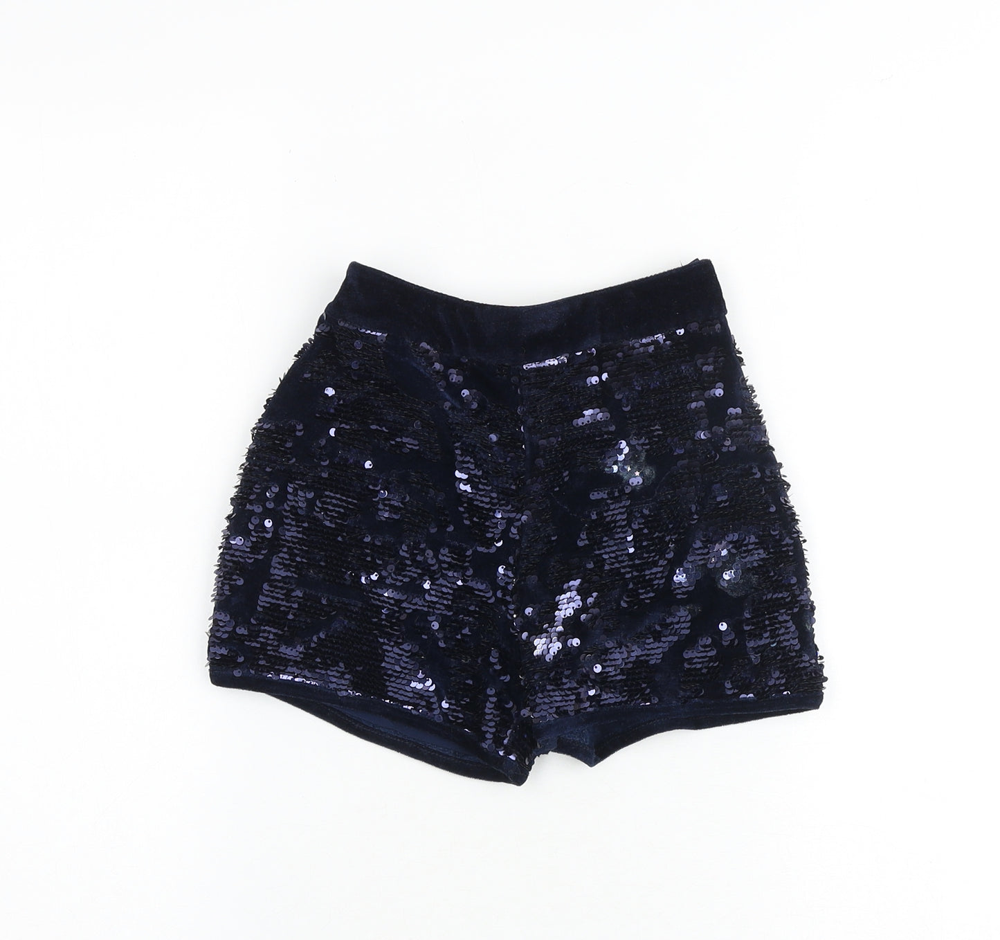 Marks and Spencer Girls Blue Polyester Hot Pants Shorts Size 7-8 Years Regular Zip