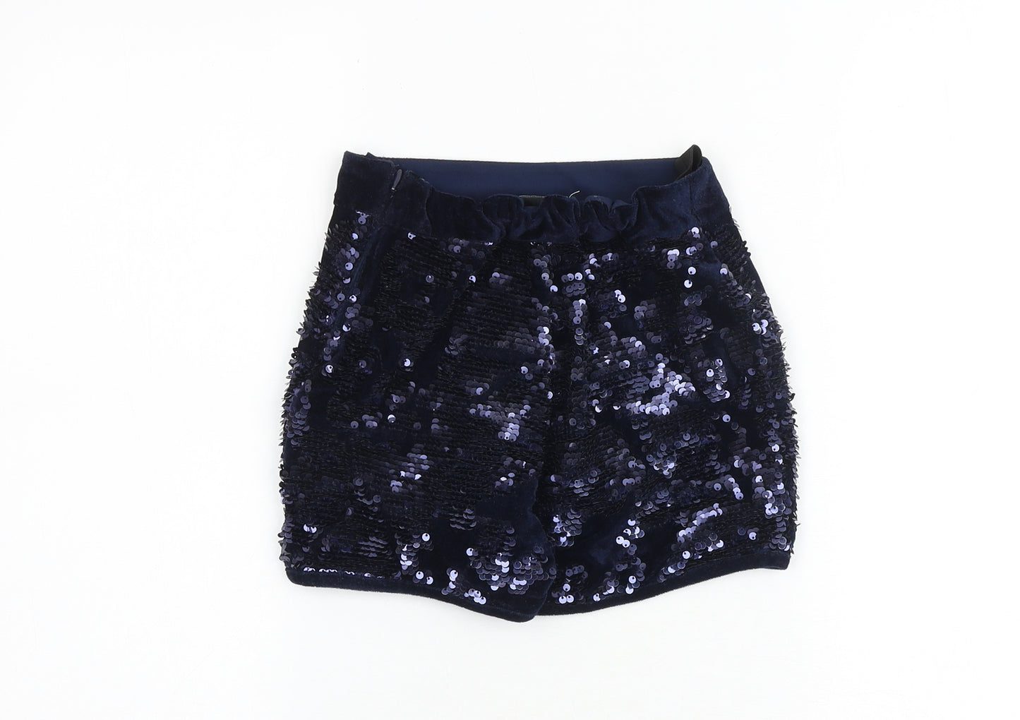 Marks and Spencer Girls Blue Polyester Hot Pants Shorts Size 7-8 Years Regular Zip