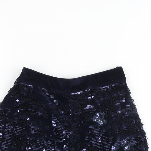 Marks and Spencer Girls Blue Polyester Hot Pants Shorts Size 7-8 Years Regular Zip