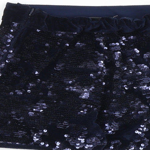 Marks and Spencer Girls Blue Polyester Hot Pants Shorts Size 7-8 Years Regular Zip