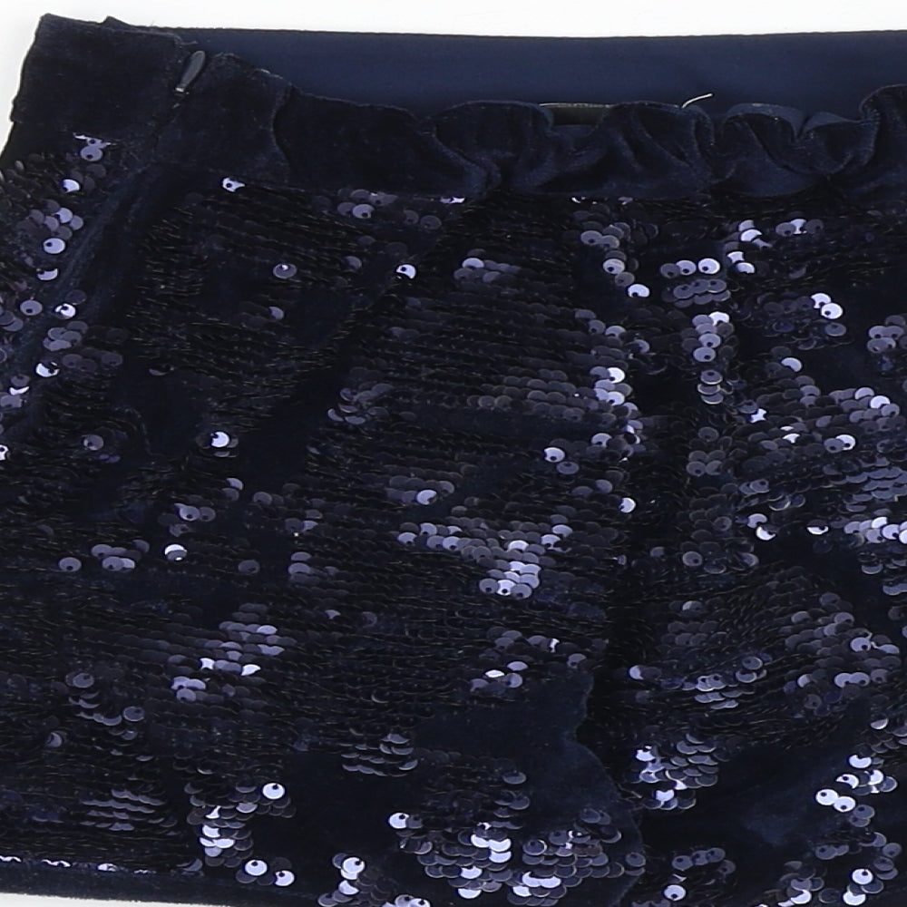 Marks and Spencer Girls Blue Polyester Hot Pants Shorts Size 7-8 Years Regular Zip