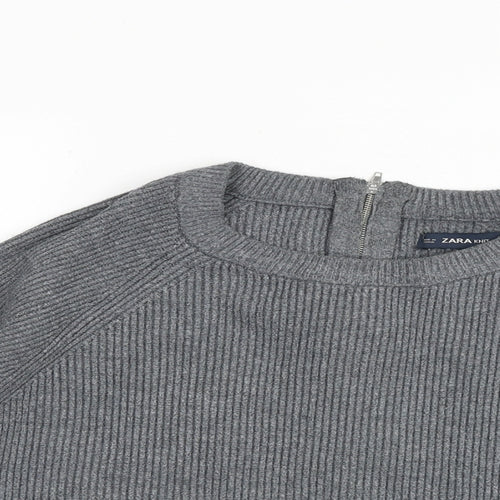 Zara Womens Grey Round Neck Viscose Pullover Jumper Size S