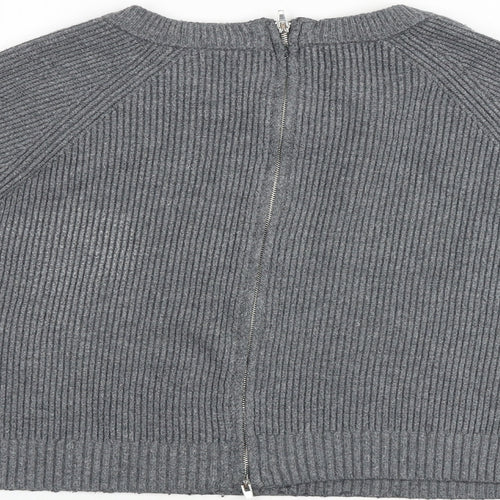 Zara Womens Grey Round Neck Viscose Pullover Jumper Size S