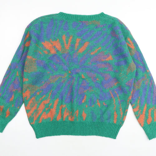 Sophyline Womens Multicoloured Round Neck Geometric Acrylic Pullover Jumper Size M - Size M-L