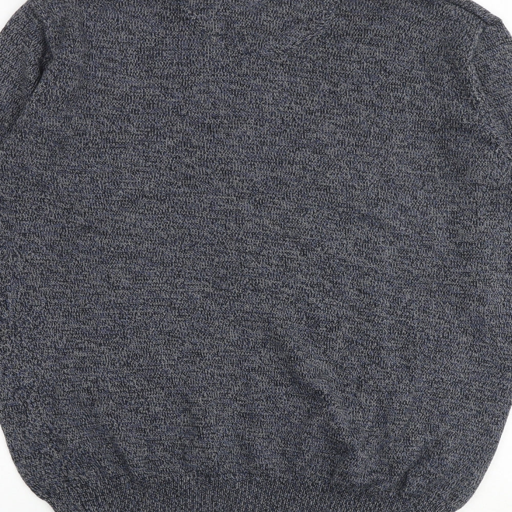 Lincoln Mens Blue Round Neck Cotton Pullover Jumper Size L Long Sleeve