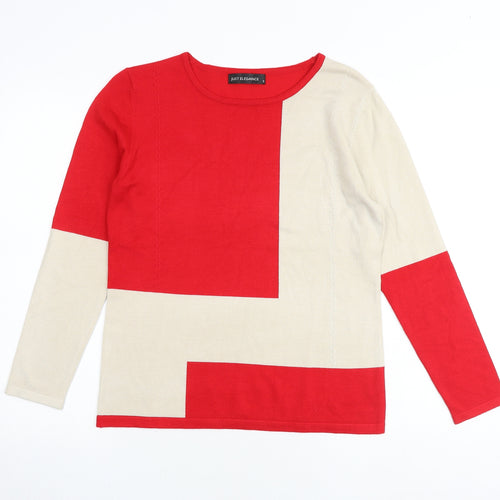 JUST ELEGANCE Womens Multicoloured Round Neck Viscose Pullover Jumper Size S - Colourblock