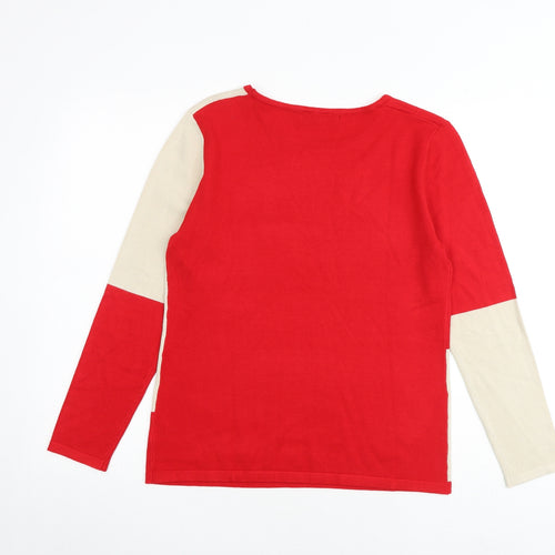 JUST ELEGANCE Womens Multicoloured Round Neck Viscose Pullover Jumper Size S - Colourblock