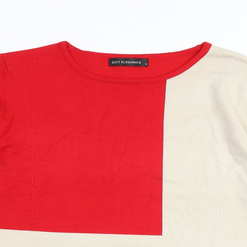 JUST ELEGANCE Womens Multicoloured Round Neck Viscose Pullover Jumper Size S - Colourblock