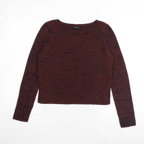 New Look Womens Red Round Neck Acrylic Pullover Jumper Size 12