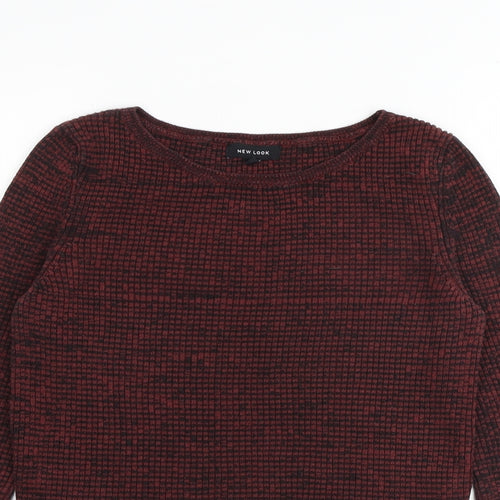 New Look Womens Red Round Neck Acrylic Pullover Jumper Size 12