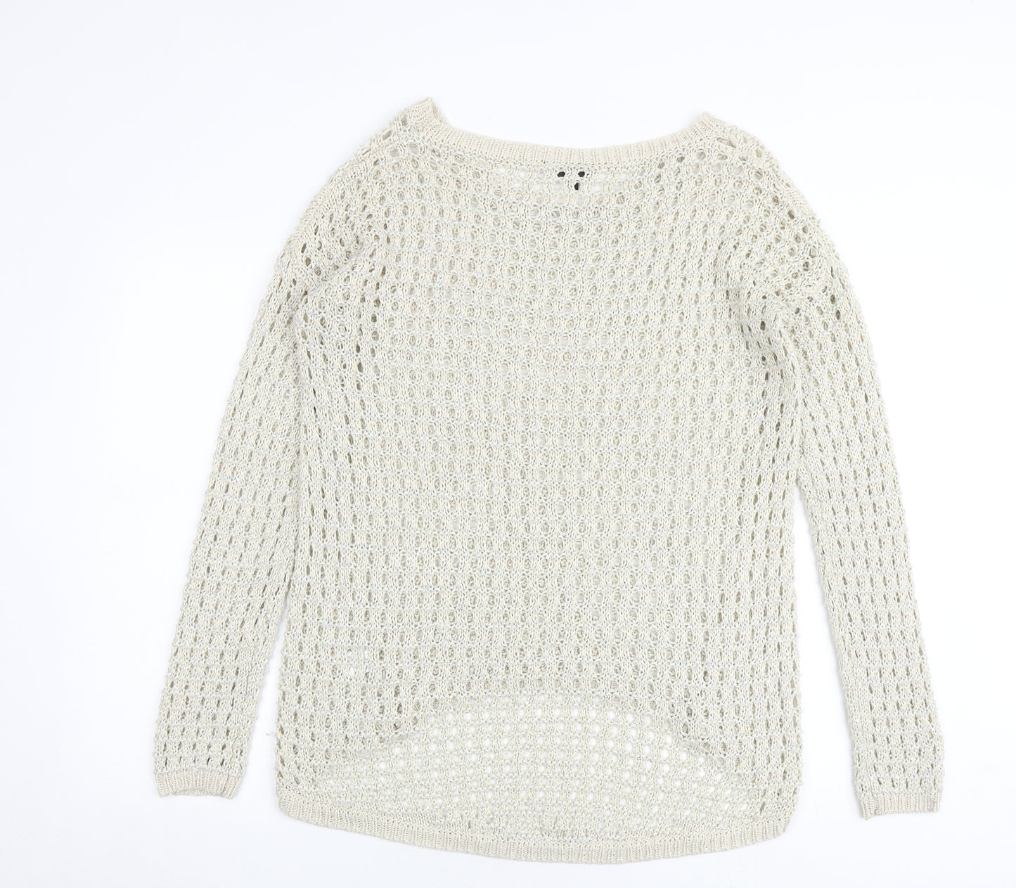 Warehouse Womens Beige Round Neck Acrylic Pullover Jumper Size 14