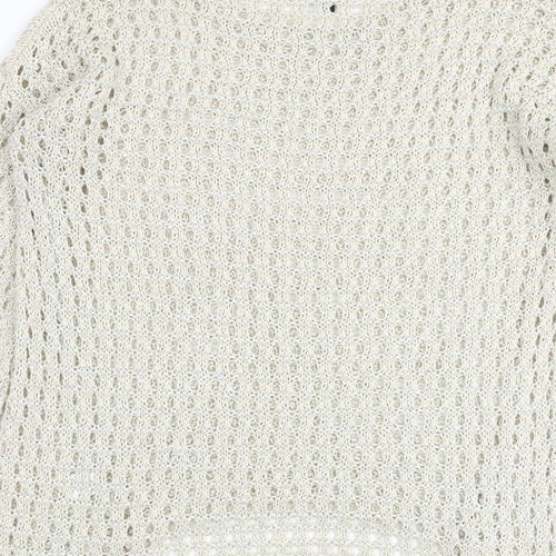Warehouse Womens Beige Round Neck Acrylic Pullover Jumper Size 14