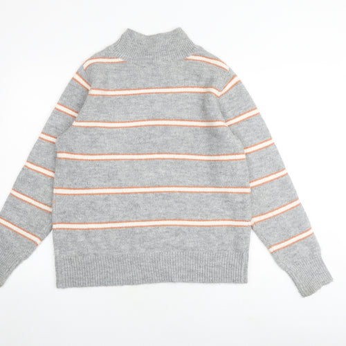 Dorothy Perkins Womens Grey Mock Neck Striped Acrylic Pullover Jumper Size 10