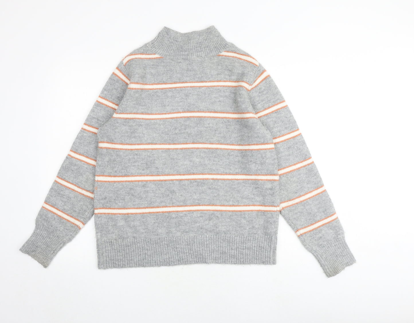 Dorothy Perkins Womens Grey Mock Neck Striped Acrylic Pullover Jumper Size 10