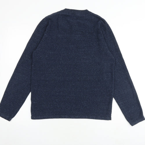 NEXT Mens Blue Round Neck Cotton Pullover Jumper Size M Long Sleeve