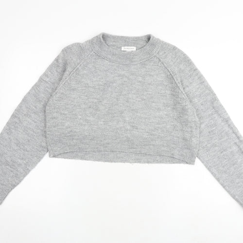 Topshop Womens Grey Round Neck Acrylic Pullover Jumper Size S