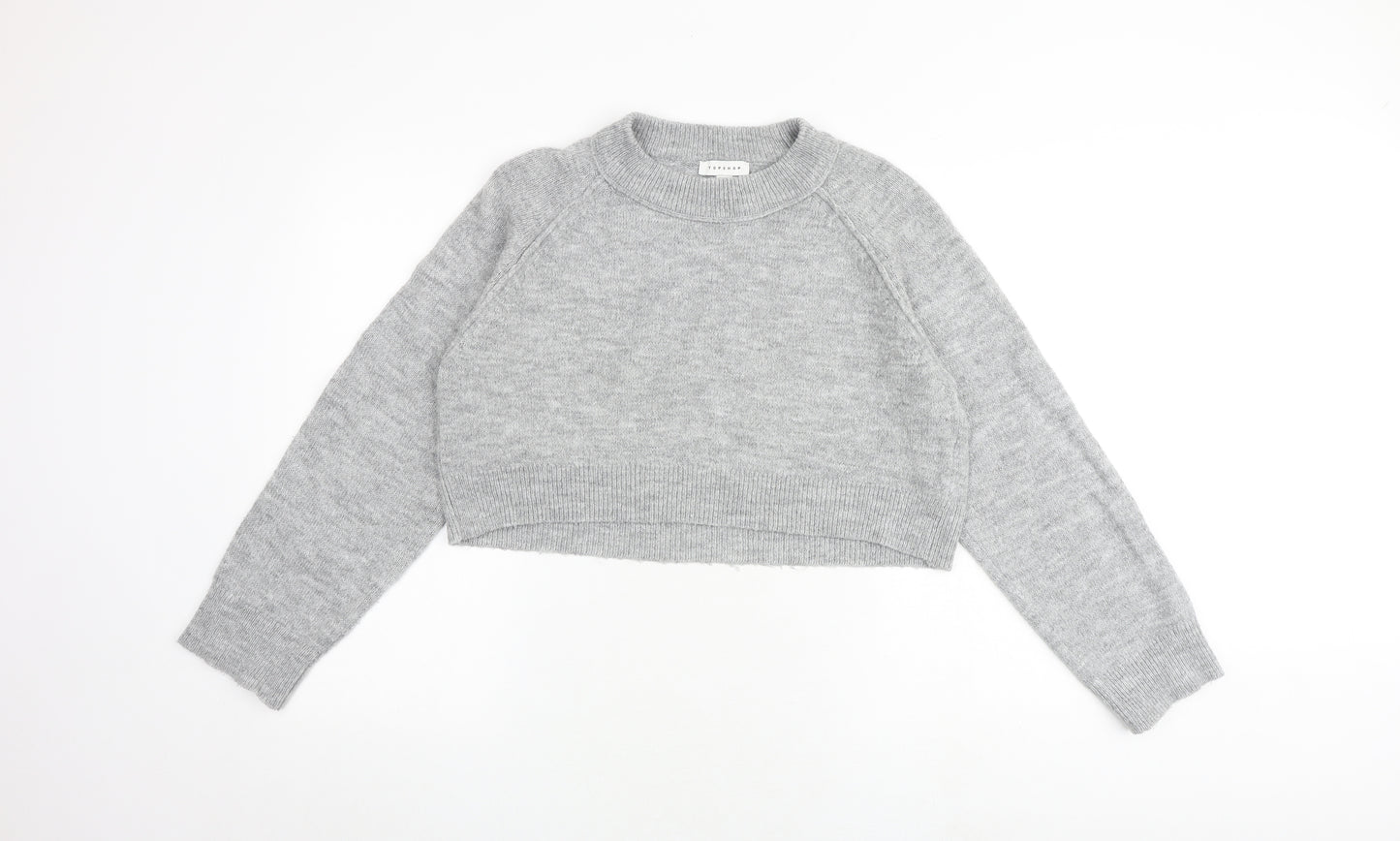 Topshop Womens Grey Round Neck Acrylic Pullover Jumper Size S