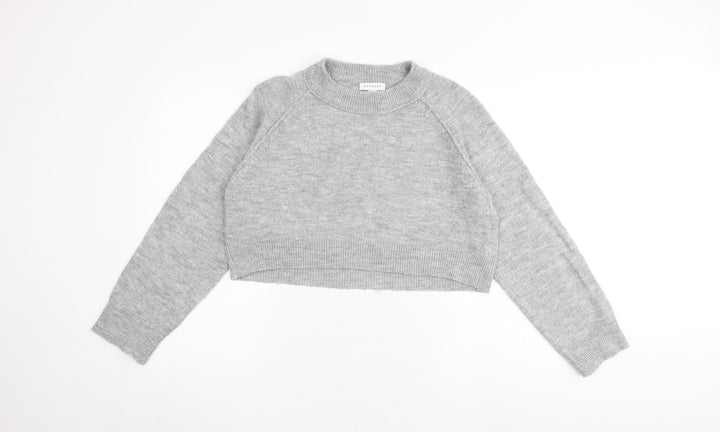 Topshop Womens Grey Round Neck Acrylic Pullover Jumper Size S