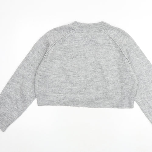 Topshop Womens Grey Round Neck Acrylic Pullover Jumper Size S