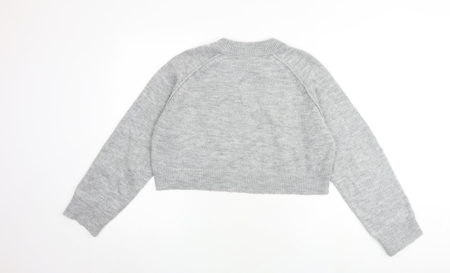 Topshop Womens Grey Round Neck Acrylic Pullover Jumper Size S
