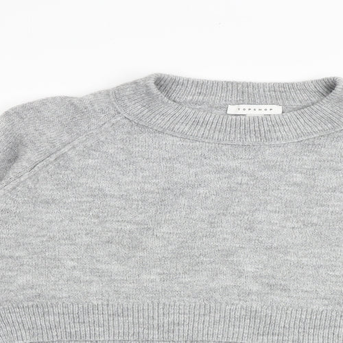 Topshop Womens Grey Round Neck Acrylic Pullover Jumper Size S