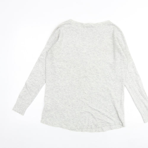 Oasis Womens Grey Round Neck Geometric Viscose Pullover Jumper Size XS - Stars
