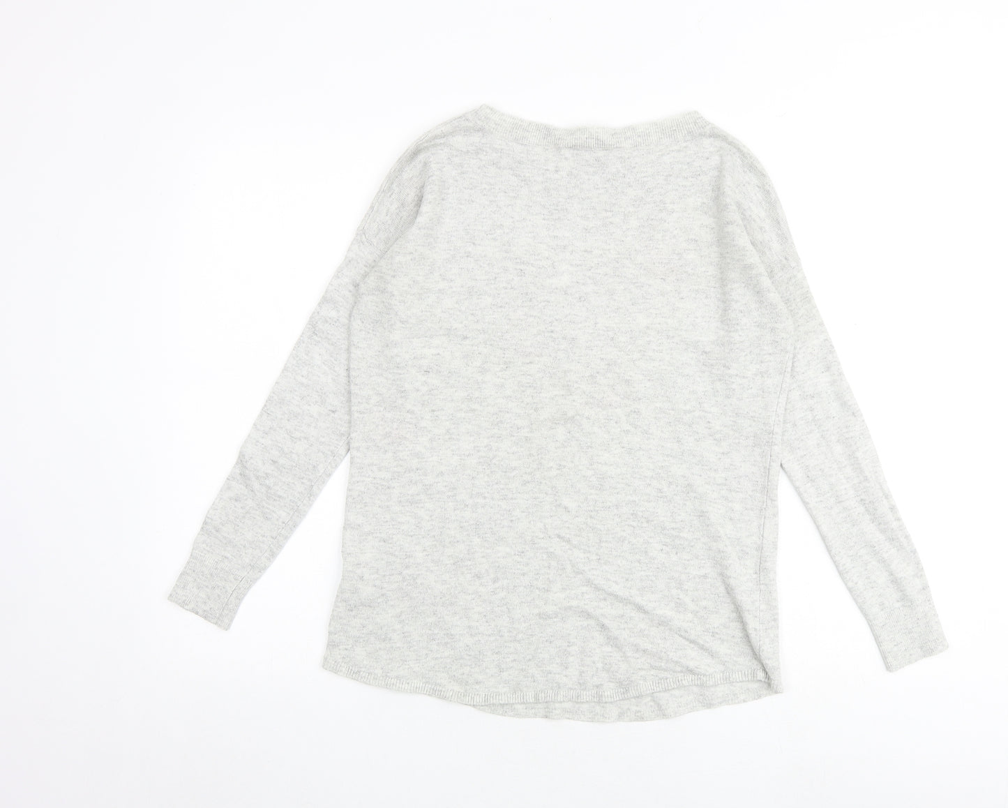 Oasis Womens Grey Round Neck Geometric Viscose Pullover Jumper Size XS - Stars