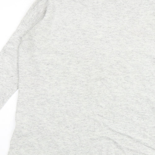 Oasis Womens Grey Round Neck Geometric Viscose Pullover Jumper Size XS - Stars