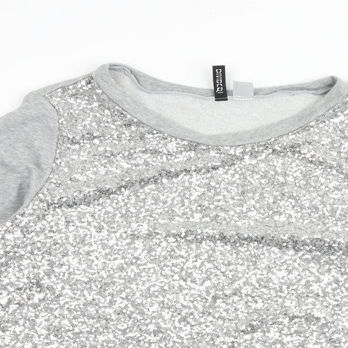 H&M Womens Grey Polyester Pullover Sweatshirt Size M Pullover
