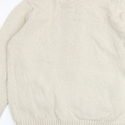 EWM Womens Beige Mock Neck 100% Cotton Full Zip Jumper Size 10 - Size 10-12